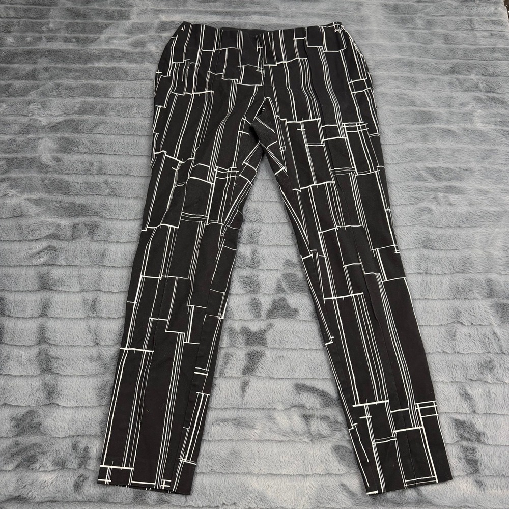 Alfani Womens Black White Geometric Grid Pull On Slim Leg Pants Size 6 WPL 8046